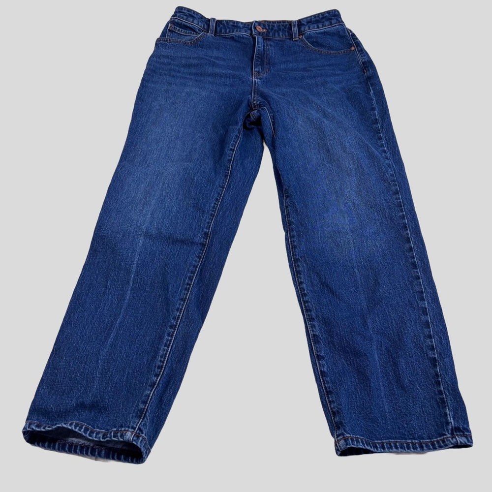 Talbots Womens 10P High Waist Relaxed Leg Jeans Stillwell Wash 90s Modern